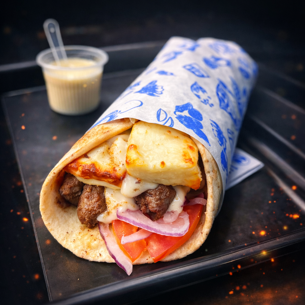 Kafta no pão sírio c/queijo