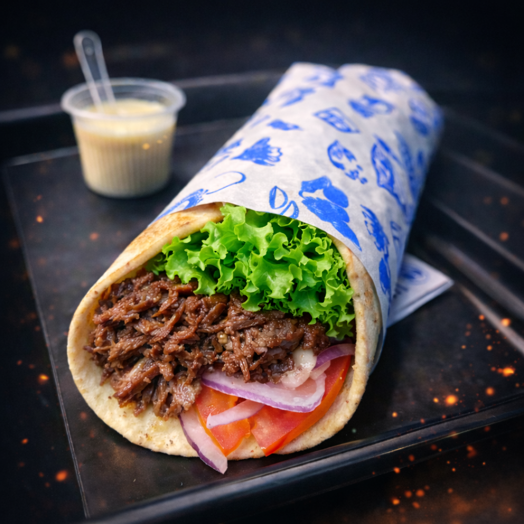 Shawarma de fraldinha (desfiado)